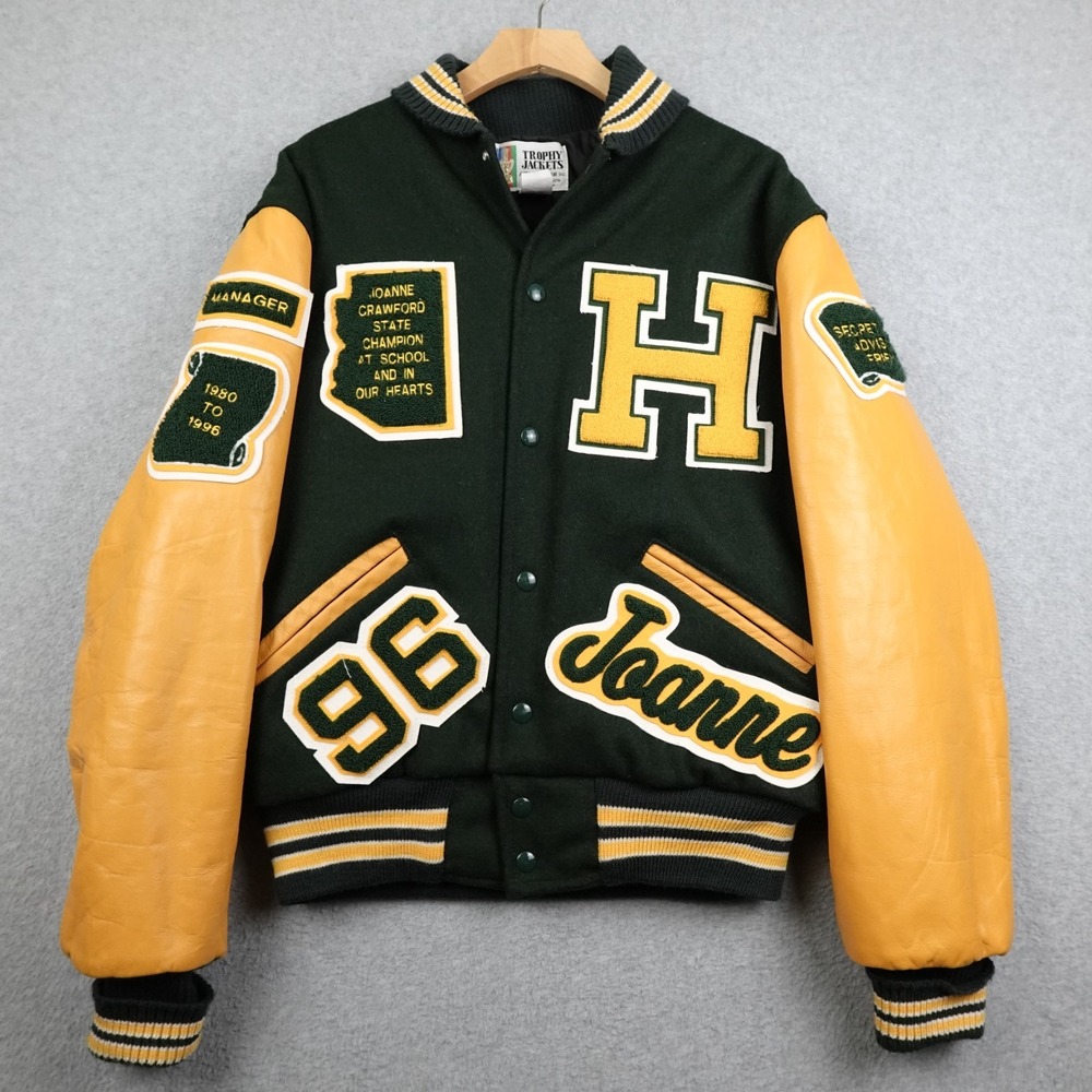 Vintage Trophy Jackets Horizon Huskies Medium Letterman Patches Football 1996